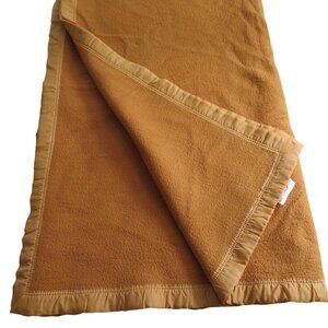 Vintage Belgian Made Acrylic Blanket Gold Tone Queen Satin Trim by The Broadway